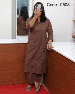 Women’s Coffee Brown Cotton Co-ord set – Code: 11508
