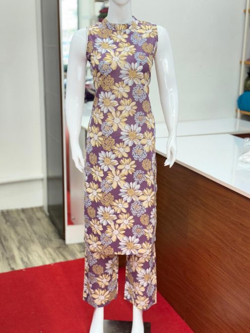 Women's Cotton Floral Printed Co-ord Set with sleeve: 1699