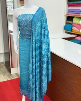 Women's Churidar Material Crape with Mirror work and Lining Code 1722