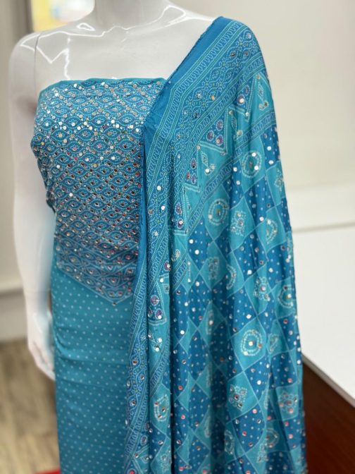 Women's Churidar Material Crape with Mirror work and Lining Code 1722 - Image 2