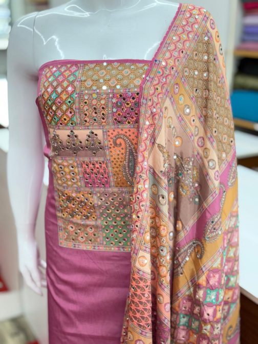 Women's Churidar Material Crape with Mirror work and Lining Code 1723 - Image 2
