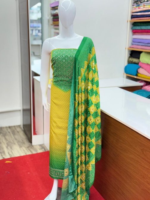 Women's Churidar Material Crape with Mirror work and Lining Code 1731