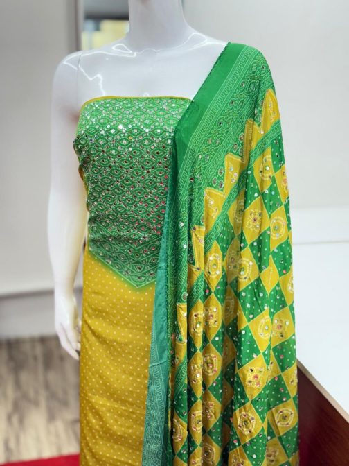 Women's Churidar Material Crape with Mirror work and Lining Code 1731 - Image 2