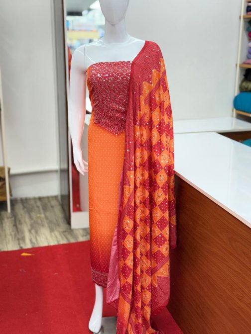 Women's Churidar Material Crape with Mirror work and Lining Code 1733
