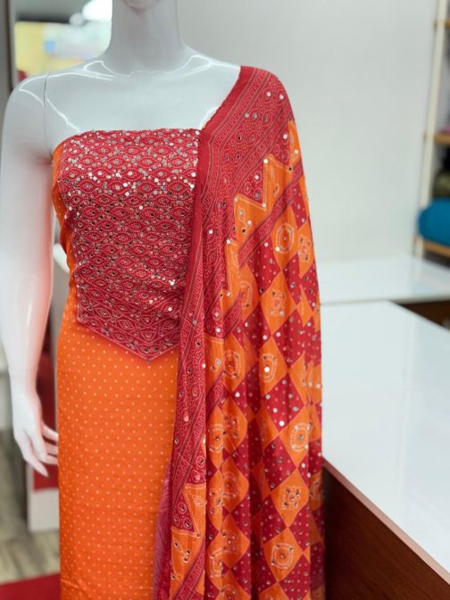 Women's Churidar Material Crape with Mirror work and Lining Code 1733 - Image 2
