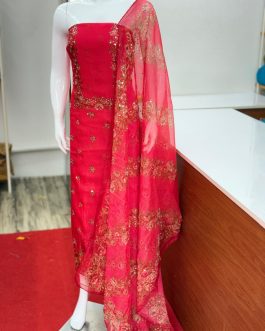 Women's Churidar Material Soft Organza with Mirror work and Lining Code 1734