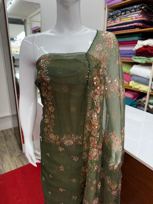 Women's Churidar Material Soft Organza with Mirror work and Lining Code 1735 - Image 2