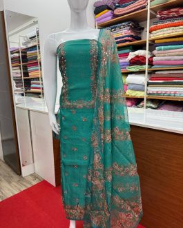 Women's Churidar Material Soft Organza with Mirror work and Lining Code 1736