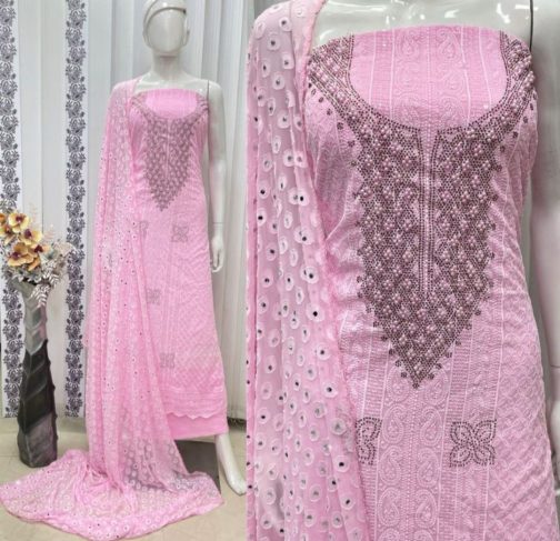Women's Churidar Material schiffli Georgette with Lining Code: 1728