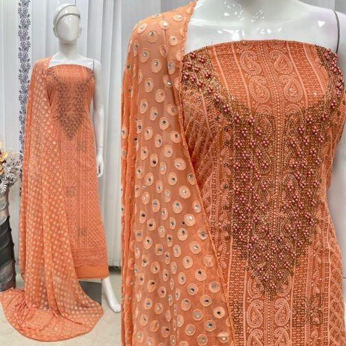 Women's Churidar Material schiffli Georgette with Lining Code: 1727