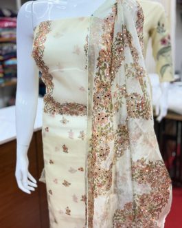 Women's Churidar Material Soft Organza with Mirror work and Lining Code 1786