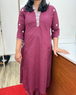 Women's Cotton slitted Co-ord set Lower side and Panel cut kurta, and palazzo pant-1743