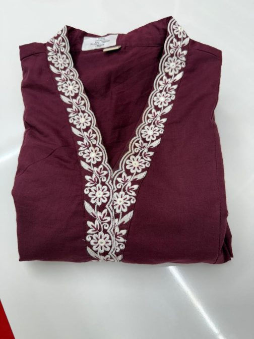 Women's Cotton slitted Co-ord set Lower side and Panel cut kurta, and palazzo pant-1743 - Image 3