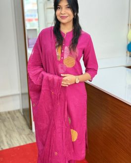 Women's Cotton Churidar Full Suit Set with embroidery work Code-1741