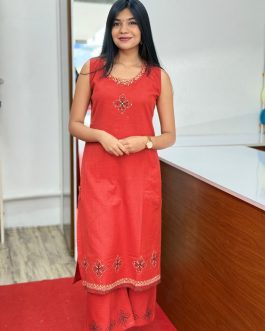 Embroidered Women’s Cotton Co-ord Set – Code: 1804